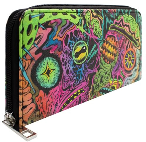 PocketGear Rick & Enkel Morty Psychedelischer Flüssiger Surrealismus Portemonnaie Clutch Münzfach & Kartenhalter, Mehrfarbig