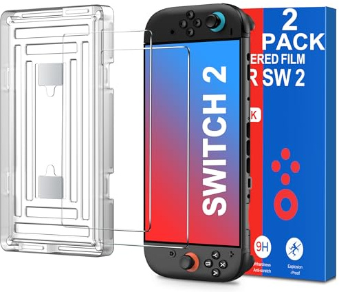 GAMSINGY Switch 2 Panzerglas, Schutzfolie für Nintendo Switch 2 2025, 9H Gehärtetes Switch 2 Schutzglas Displayschutz, Anti-Kratzer, HD Klar, 2 Stück