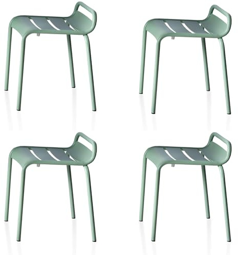 Moderne Patio Stühle, 4er Set, Metall, Stapelbar, 45cm Sitzhöhe, für Innen & Außen