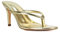 ESSEX GLAM Women's Toe Post Stiletto Heel Sandals Ladies Gold Metallic Slip On Heeled Mule Evening Party Shoes Size 7
