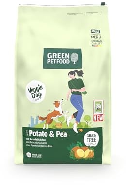 Green Petfood VeggieDog mit Kartoffel & Erbse (1 x 10 kg) | Adult | Premium Trockenfutter für ausgewachsene Sensible Hunde | vegetarisch & weizenfrei | mit leckerer Süßkartoffel | 1er Pack