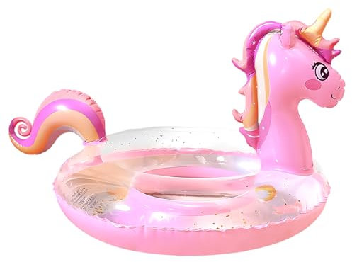 ACTOYS Schwimmring Kinder, Schwimmreifen Kinder, Schwimmring Einhorn Kinder, für 5-10 Jahre, Schwimmring Glitzer, Pailletten Schwimmring, Pool Spielzeug (Rosa Pony 90)
