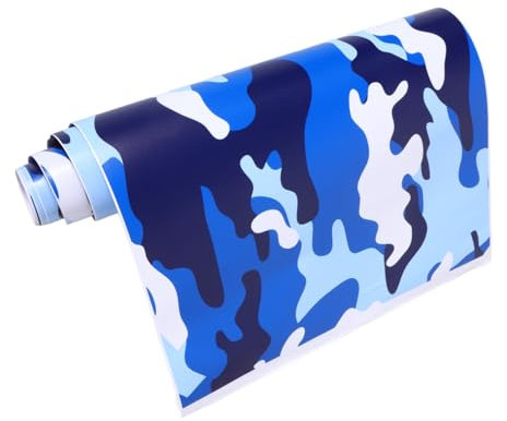 FUNOMOCYA Camouflage Auto Folie Vinyl Wrap Wasserfest Strapazierfähig Autoaufkleber Für Individuelle Fahrzeugfolierung Und Langlebigen Schutz in Blau Camo Muster