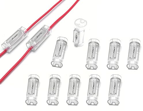 YUTOKEER 1-poliger Kabelverbinder 10 Stück – Lötfreier Draht-zu-Draht Schnellverbinder für 0,35–0,5 mm² (AWG22–20), Einzelader Steckverbinder, Transparent, DIY Elektroinstallationen