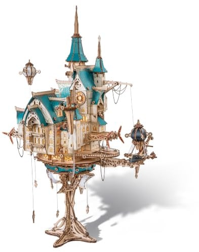 FUNPOLA 3D Holzpuzzle Modell Einer Dampfburg Steampunk Barock-Schwimmburg-Bausatz mit mechanischen Zahnrädern, einzigartiges Geschenk für Erwachsene und Jugendliche