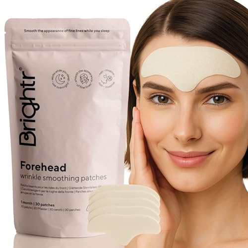 Brightr Forehead Wrinkle Smoothing face tape Patches, 30 patches, Non-Invasive Overnight Treatment, Hypoallergenic, Anti Wrinkle Facial Patches to Smooth Forehead Wrinkles - Non-Silicone