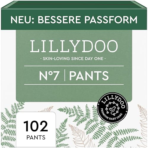 LILLYDOO Baby Windeln Pants Größe 7 (15+ kg), Monatsbox (102 Stück) | Höschenwindeln, Sicherer Auslaufschutz, Hautfreundlich, Ohne Lotionen für empfindliche Haut, Dermatologisch getestet
