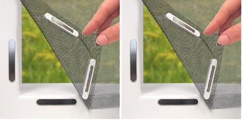 Hoberg Moustiquaire de fenêtre avec Fixation magnétique innovante | Moustiquaire jusqu'à 150 x 130 cm découpable Individuellement, Pas de perçage ni de vissage | Fixation avec 16 aimants [Noir]
