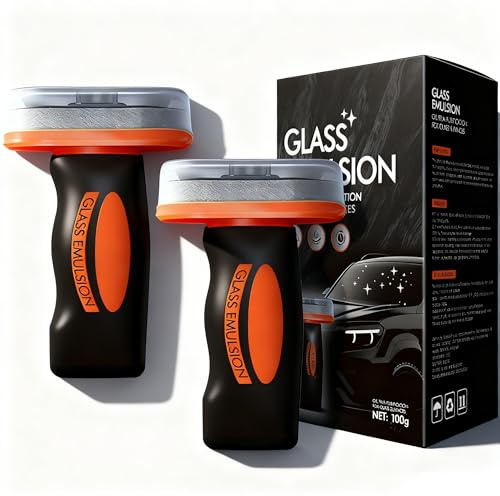 Windschutzscheiben Reiniger, 2 PCS Hand-Held Glass Emulsion Cleaner, ölfilmentferner für Autoglas, Glass Emulsion, Oil Film Cleaning Brush, Glasss Guard für Autofenster und Rückspiegel