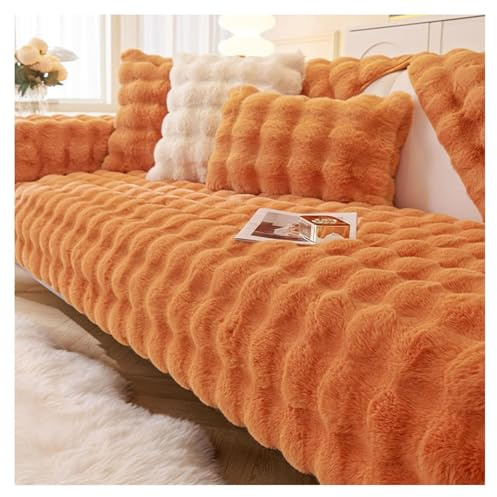 Ghygetrich Couch Decken überwurf, Couch überzug Sofabezug 3 Sitzer Couch überwurf Sofadecke rutschfest Sofaschutz Sofadecken Sofa Schoner Auflage Orange 90 * 160cm