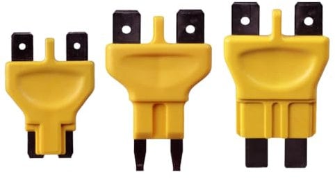 GTC CT6100 Three diffent Sizes connectors: Mini, ATC/ATO and Maxi. This Set Covers The Most Common Fuse sockets in use in The Automotive, Marine and Other Low Voltage DC Applications, Yellow