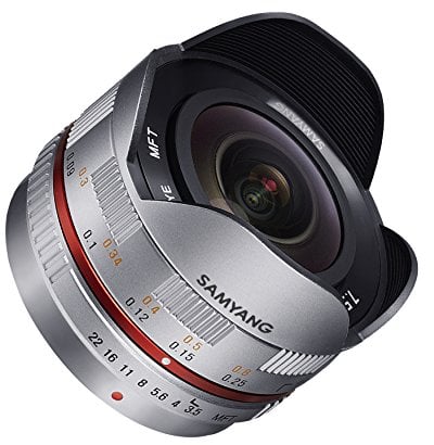 Samyang 7.5mm f/3.5 UMC Fisheye, Lente Ojo de Pez para Micro Cuatro Tercios, Gris