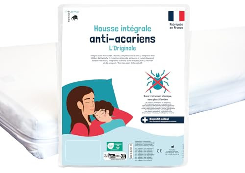 PharmaHousse – Coprimaterasso antiacaro integrale con cerniera – 10 anni di garanzia – Dispositivo medico – Copertura barriera senza trattamenti né rivestimenti plastici