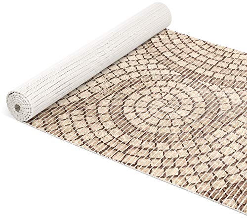 ANRO Weichschaummatte Badematte Bad Dusche WC Vorleger Teppich Antirutsch Badläufer Mosaiksteine Beige 300x65cm