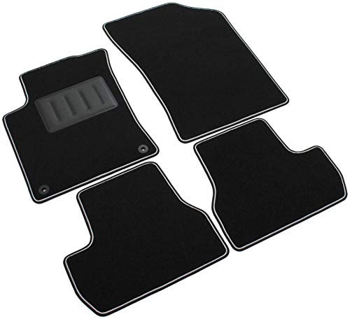 Das Teppich Auto, sprint00603, Fußmatten Teppiche Schwarz rutschfest, verstärkter Rand, zweifarbig, Absatzschoner aus Gummi, C3 II 2009 >/DS3 2009 >.