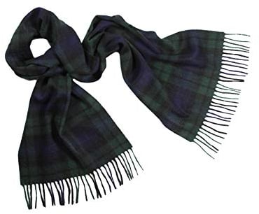 Pure Cashmere Tartan Scarf, Black Watch