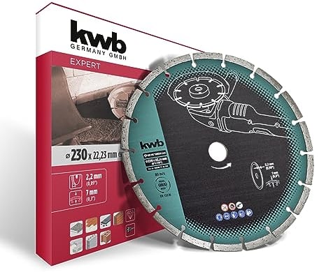 kwb CUT-FIX® Green-Line Diamanttrennscheibe ø 230 mm mit segmentiertem Turborand, hohe Lebensdauer, gesintert und mit 22,23 mm Bohrung