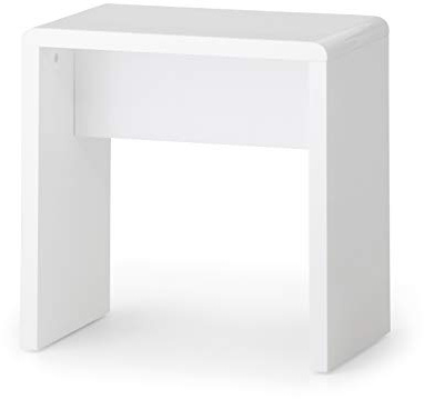 Julian Bowen Manhattan Dressing Stool, White - H46 x W45 x D30cm | Contemporary Vanity Stool for Bedroom, High Gloss Seat for Makeup Tables