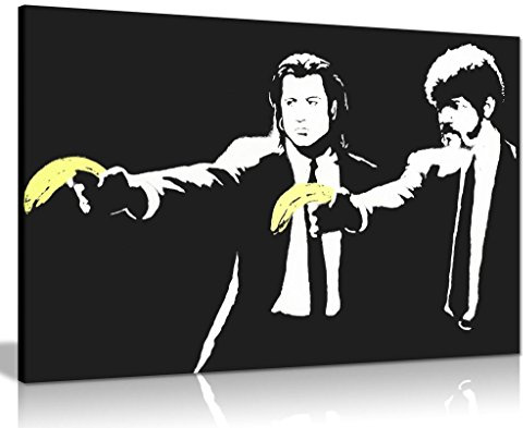 Banksy Pulp Fiction Banana Gun Graffiti Canvas Wall Art Picture Print (24X16)