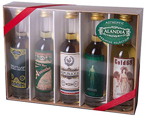 Absinth Tasting Set | Original Absinthe von ALANDIA | Ideal zum Ausprobieren und Verschenken | 68% Vol. | (5x 0,05 l)