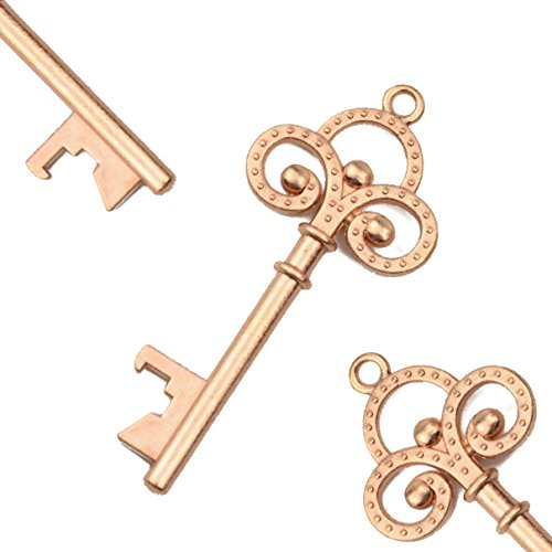 50pcs Vintage Skeleton Key Bottle Openers Beer Partners Place Card Keys Wedding Party Favor for Anniversary Graduation Party (Rose Gold)