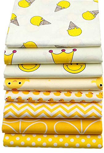 Fat Quarters Stoffbündel für Patchwork-Quilten, vorgeschnittene Quilt-Quadrate zum Basteln, Gelb, 45,7 x 55,9 cm, 8 Stück
