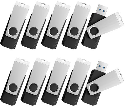 TOPESEL Confezione da 10 unità flash USB 3.0 da 32 GB, chiavetta USB 3.0, unità da 32 GB, 10 pezzi, nero