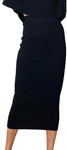 carol -1 Damen Business Lange Dehnbare Röcke Bleistift Rock Hohe Taille Eng Jerseyrock Maxi Rock in Übergröße, Strickrock Bodycon Röcke, Figurbetont Business Bleistift Röcke Retro Maxi Langer Dress