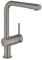 Mezclador monomando de fregadero Grohe Minta, DN 15, 30274, desagüe en L, spray de doble enjuague; color: grafito duro cepillado