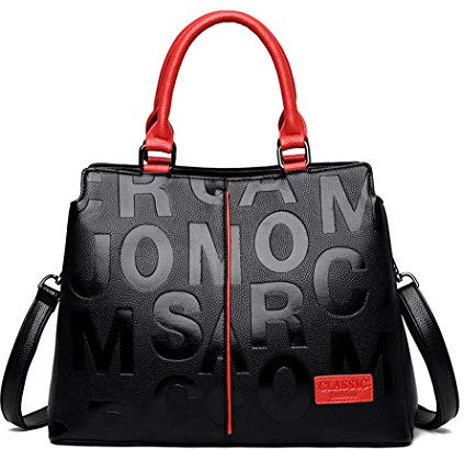 BUKESIYI Damen Tasche Umhängetasche Handtasche Frauen Klein Schultertasche Weekender Lack PU Leder DE77124 Schwarz