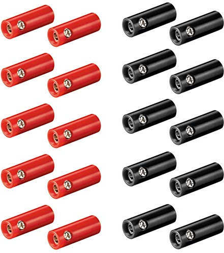 10x Bananenbuchse Set | 4mm | mit Schraubverschluss | für Lautsprecherkabel AV-Receiver Verstärker | Buchse Kupplung Bananas Banana Lautsprecher Boxen Audio HiFi Kabel | Rot und Schwarz | je 10 Stück