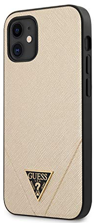 Guess GUHCP12SVSATMLLG Saffiano Case for iPhone 12 Mini 5.4 Inches Golden