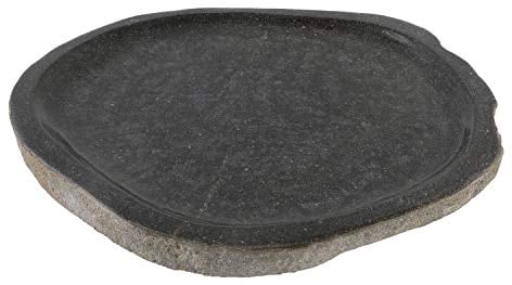 wohnfreuden Flussstein Tablett grau rund 30 cm - Naturstein Schale Badezimmer Deko Granit Seifenplatte