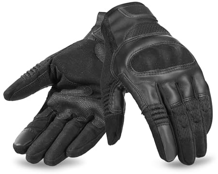 Guantes de Verano para Moto, Guantes de Cuero para Moto, Pantalla táctil, Guantes Protectores de Nudillos para Moto, montañismo, Senderismo, Caza,M