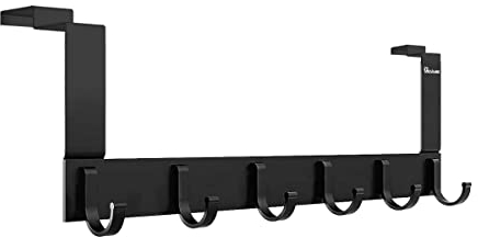 GOGOHOME Schwarzer Aluminium 6-Haken Türhaken, 20kg maximales Tragegewicht, Einfache Installation 40cm Türhaken, Über Türhaken Anzüge für Deutschland Rabatt Tür, Kleidung, Hut