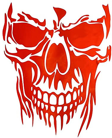 Ekakashop Autoaufkleber Totenkopf Skelett Skull Aufkleber Motorhaube Sticker Heckscheibe Halloween Party Aufkleber Rot