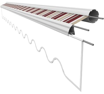 VANA Markisenstoff Ersatzstoff ohne Volant für 5,5 x 3 m Markisentuch Markisenbespannung Sonnenschutz fertig genäht Maß Tuch 5,38 x 3 m Design SPD088