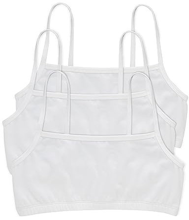 Hanes Women's Bralette, Breathable Pullover Bra, Crop Top, Solid Or Assorted, 3-Pack, Opaque, White/White/White, L (Pack of 3)