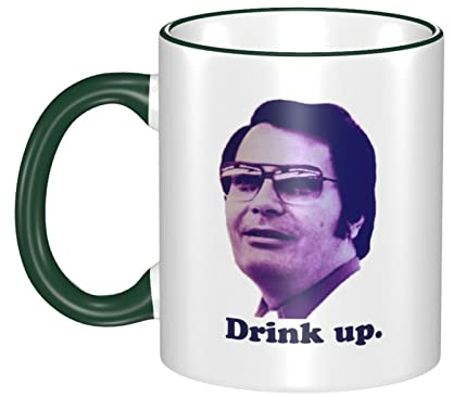 AZKSUN Keramiktasse, 325 ml, Randfarbe, Jim Jones, Drink Up, Serienmörder, Kultführer, dunkler Humor, lustige Kaffeetasse (dunkelgrün)