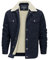 EKLENTSON Herren Thermo Fleecejacke Winddicht Motorrad Jacke Warme Truckerjacke Herbst Outdoorjacke (L, Navy)