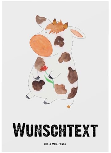 Mr. & Mrs. Panda Personalisierte Postkarte Kuh - Personalisierte Geschenke, Landwirt, Landwirtin, Hoftiere, Geschenkkarte mit Wunschtext, Postkarte