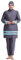 Muslimische Badeanzüge für Damen, Übergröße, Rashguard, Bademode, Oberteil, Hose mit Hijab/Kappe, Graue Streifen A, XX-Large
