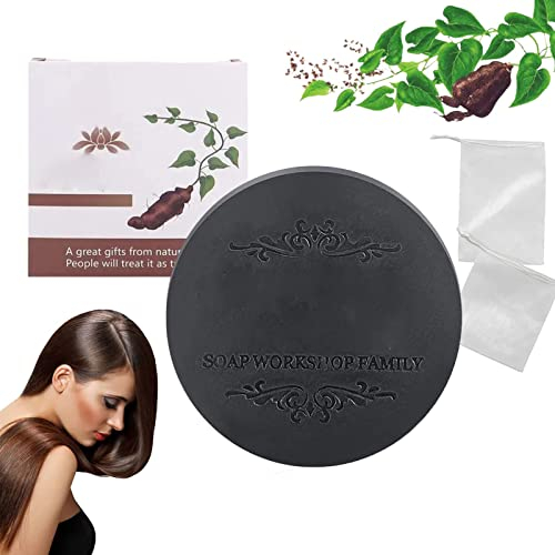Black & Thick Hair Fallopia Multiflora Shampoo Bar,100g, Hair Darkening Shampoo Bar, Organic Grey Reverse Shampoo Bar, Promotes Hair Growth and Prevents Hair Loss. (1 PCS)