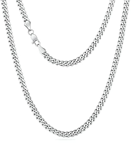 KRKC&CO 6mm Kette Herren, Herren Edelstahl Panzerkette mit Diamantschliff, Silbrig Cuban Link Chains Silberkette, Geschenke für Damen Mädchen Männer Jungs, [Länge 55,9cm]