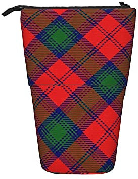 Teleskop-Federmäppchen, Schotten-Stil, Clan Lindsay Tartan, kariert, stehend, Kosmetiktasche, Make-up-Tasche