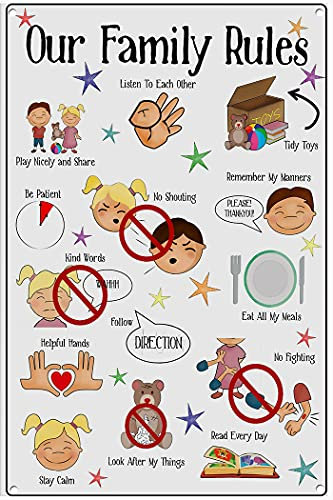 Bioprocess Regole della famiglia, arte della parete della stanza dei giochi, decorazione della parete della casa, comunicazione dell'immagine dei bambini, poster decorativo da parete del comportamento