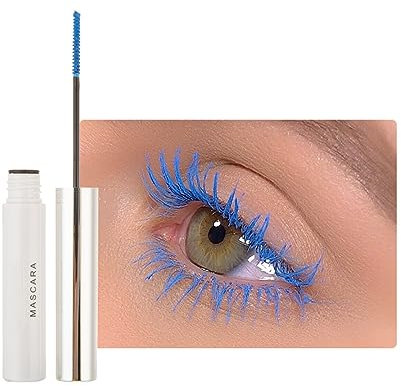 2PCS Waterproof Mascara Eyelash Primer, Colorful Fiber Extra Long Voluminous Lash Mascara, Charming Long Lasting, Curl, Volume, Lengthen & Smudge Free (04# Sky Blue)