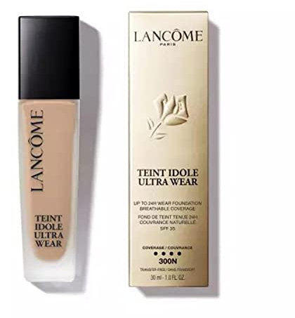 Lancôme Teint Idole Ultra Wear 300N, feuchtigkeitsspendende Full Coverage-Foundation in Beige mit natürlich mattem Finish, bis zu 24 Stunden Halt, geeignet für alle Hauttypen, 30ml