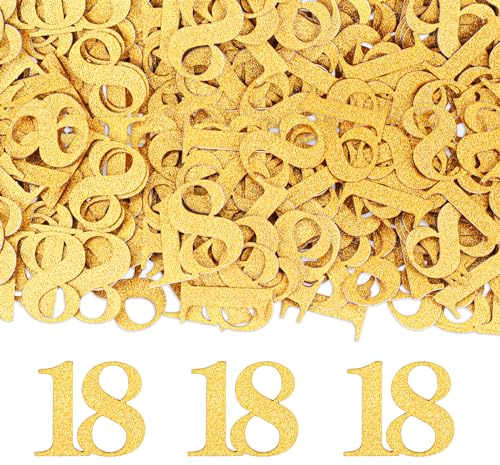GoldRock Konfetti 18 Geburtstag Deko Groß 3,1x2,6cm, 100 Stk Tischdeko Gold Deko 18. Geburtstag Junge Mädchen, Streudeko 18. Geburtstage Deko Tisch, Streudeko zum 18 Jubiläum, Geburtstagsdeko 18 Jahre