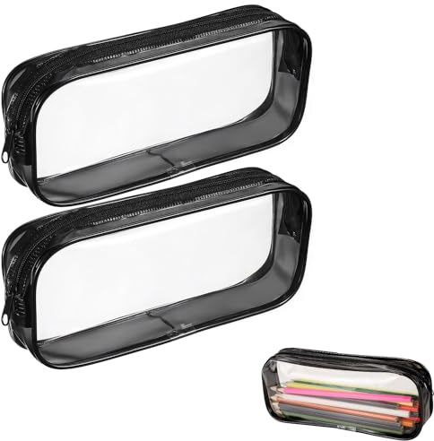 ZEACCT 2 Stück Wasserdichtes PVC-Federmäppchen, Transparentes Prüfungs-Federmäppchen, PVC-Aufbewahrungstasche mit Reißverschluss, Durchsichtiges Wasserdichtes Federmäppchen, für Kosmetika, Bürobedarf